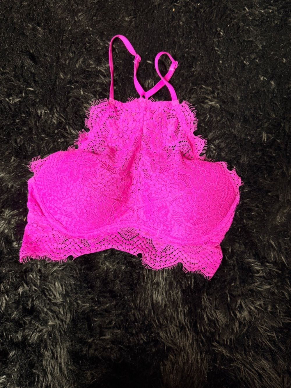Victoria's Secret Neon Lace Bralette - Hot Pink
